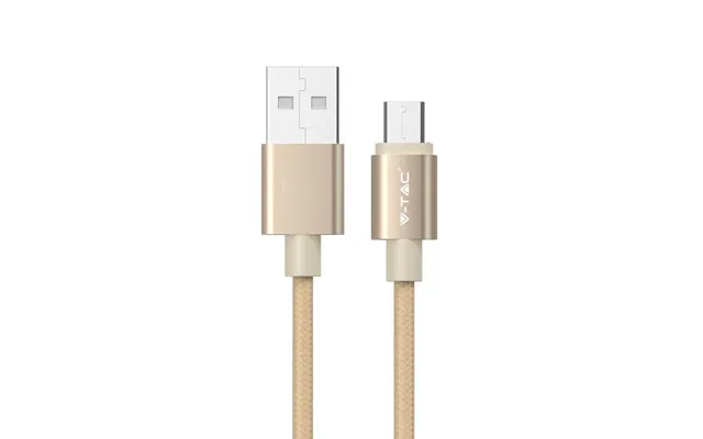 Microusb 1m Stofkabel - Guld, Microusb Til Usb-a