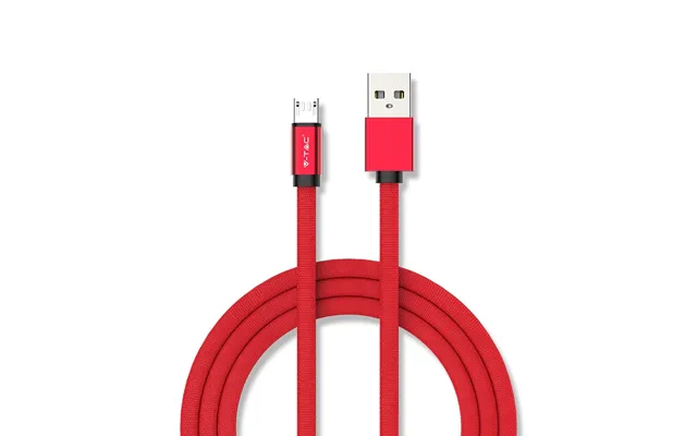 Microusb Kabel 1m Rød - Bomuldsstof, Microusb Til Usb-a