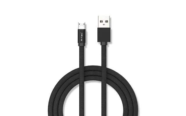 Microusb Kabel 1m Sort - Bomuldsstof, Microusb Til Usb-a