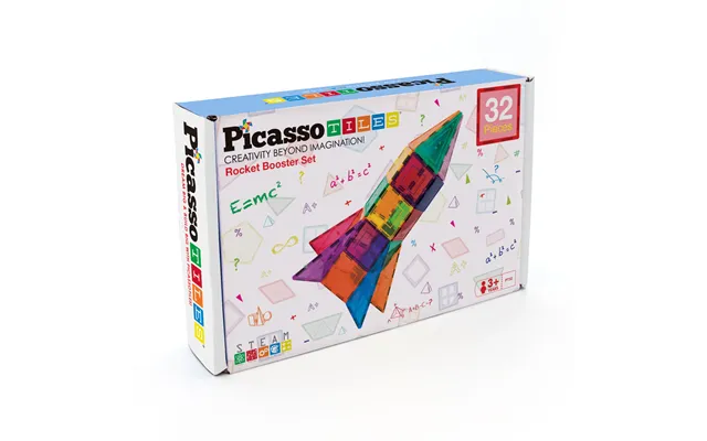 Picasso Tiles Rocket Booster Magnetic Tiles Set 32 Dele - Magformers