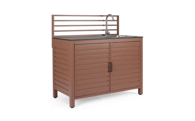 Aria Udekøkken Med Vask I Aluminium Og Keramisk Sten H125 X B120 X D62 Cm - Terracotta Stengrå
