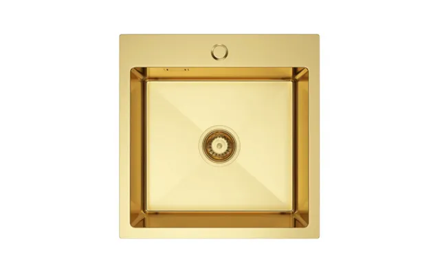 Køkkenvask I Rustfri Stål Med Afløb Og Hanehul 46 X 45 Cm - Satineret Guld
