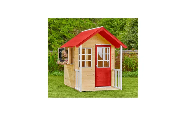Legehus I Fyrretræ H140 X B121 X D137 Cm - Natur Rød Hvid