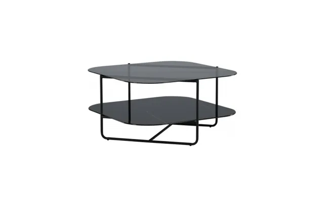 Line Sofabord I Stål Og Glas H45 X B85 X D85 Cm - Sort Sort Marmoriseret