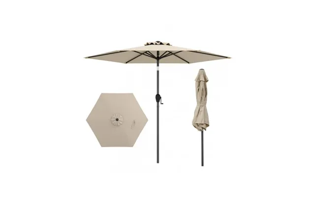 Parasol Med Kip I Metal Og Polyester Ø230 Cm - Mørkegrå Beige