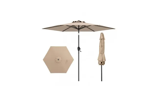 Parasol Med Kip I Metal Og Polyester Ø230 Cm - Mørkegrå Lysebrun