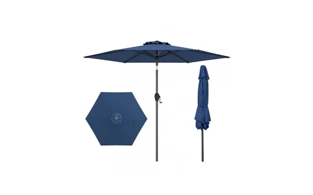Parasol Med Kip I Metal Og Polyester Ø230 Cm - Mørkegrå Marineblå