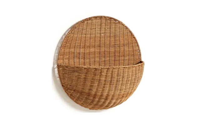 Sæt Med 2 Vægkurve I Rattan Ø40 Cm - Brun