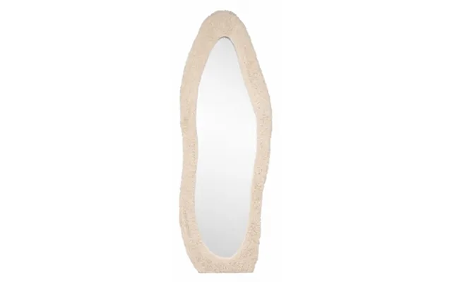 Spejl I Plys, Aluminium Og Glas H193 X B67 Cm - Beige