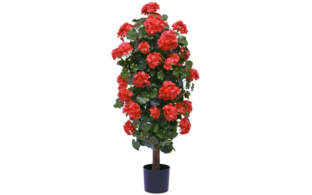 Stor Kunstig Geranium Plante H115 Cm - Grøn Rød