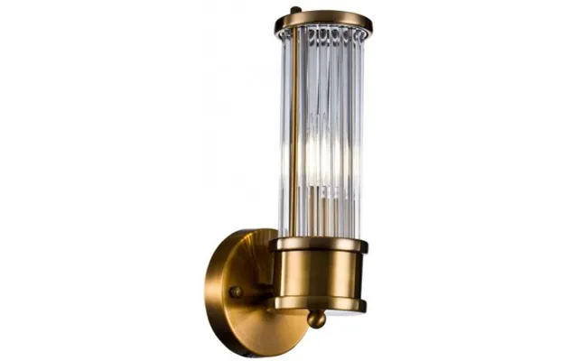 Væglampe I Glas Og Metal H29 Cm - Aldret Guld Klar Rillet