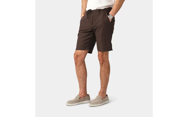 Brown Linen Blend Shorts