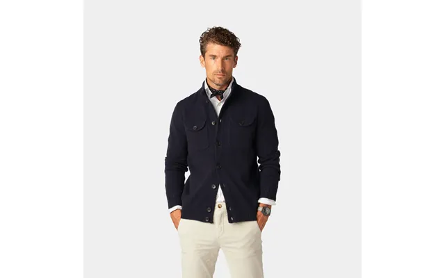 Marineblå Cardigan Med Lomme