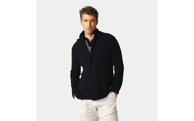Navy Tuck Stitch Blazer 100% Merino Wool