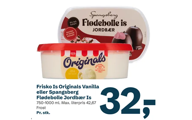 Frisko Is Originals Vanilla Eller Spangsberg Flødebolle Jordbær Is