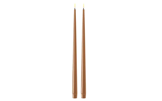Caramel Led Stearinlys - 2 Stk. Lak Lys På 38 Cm
