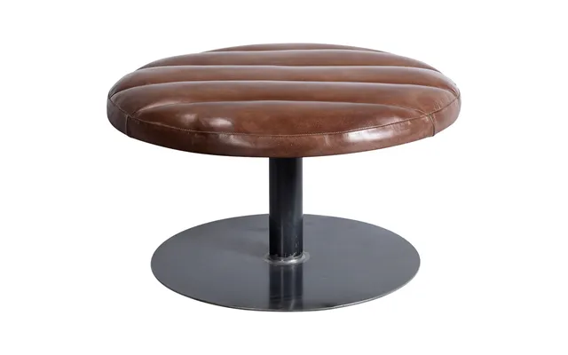 Stor Eksklusiv Læderskammel - Ø 75 Cm