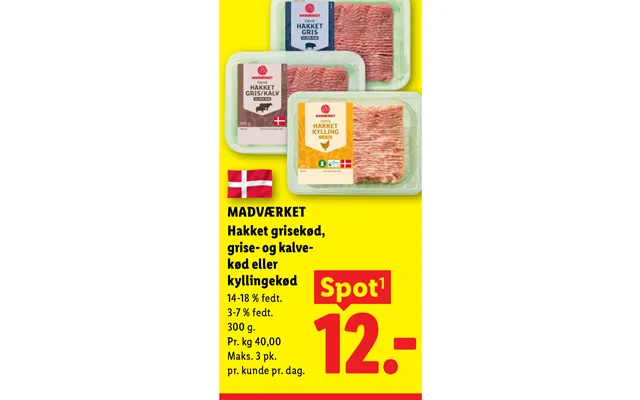 Madværket Hakket Grisekød, Grise- Og Kalvekød Eller Kyllingekød