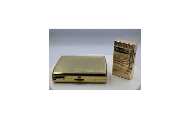 Pakketilbud Med Luigi Ricci Jet Lighter Af Derui Guld Jean Claude Cigaretetui Guld