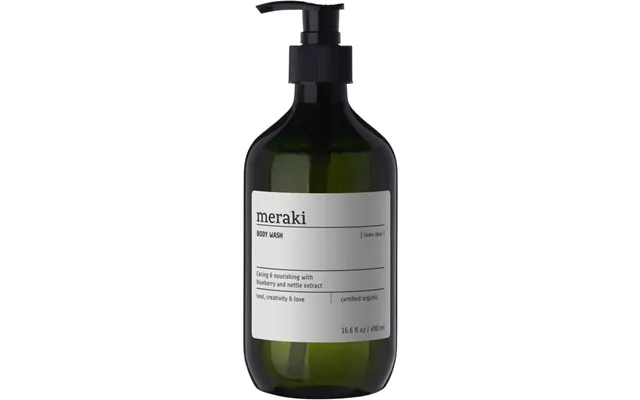 Bodywash Meraki Linen Dew Brusegel - Økologisk Cosmos Organic, Blåbær & Brændenælde, Pebermynte & Patchouli