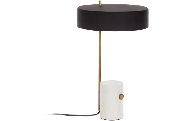Bordlampe Kave Home Phant - Mat Sort Metalskærm & Messingarm Med Unik Marmorbase H53xø30 Cm