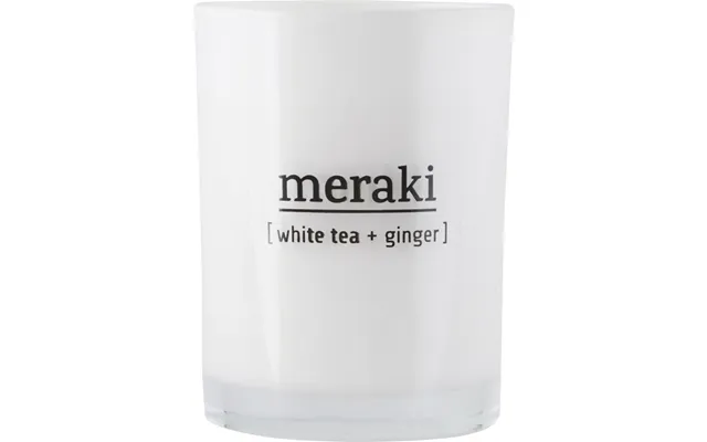 Duftlys Meraki White Tea & Ginger Ø8ã H10,5 Cm - Soyavoks, Hvidt Glas, 35 Timers Brændetid