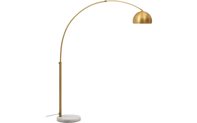 Gulvlampe Kave Home Madali - Stålampe Med Guldfinish Og Hvid Marmorfod, Justerbar Højde