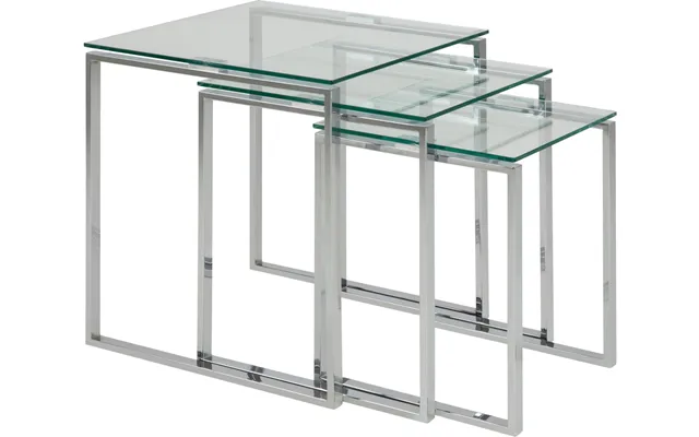 Indskudsborde Sæt 3 Signature Junissa Glas & Krom 50x50x55 Cm