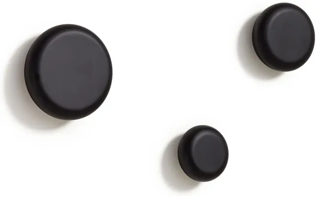 Knagerække Kave Home Nadue 3 Runde Knager Massiv Bøgetræ Sort Nordisk Moderne Tidløst Design Nem Montering Lokal Produkt