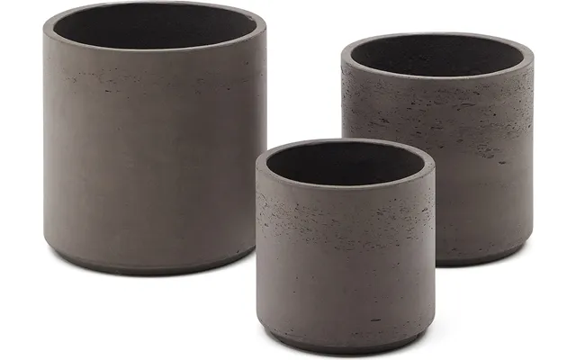 Plantepotter & Krukker Sæt 3 Kave Home Sintina Ø23 27,5 32 Cm Antracit Cementfiber