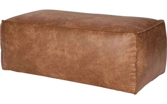 Puf Woood Rodeo - Cognac Ecoleather 70% Læder, Genanvendt Læder, Fodskammel Ekstra Siddeplads