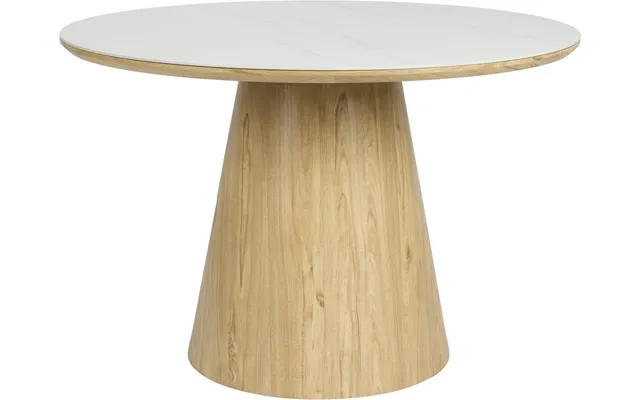 Rundt Spisestuebord Studio White Almira Ø115 Cm Med Hvid Marmorlignende Mdf-plade Natur