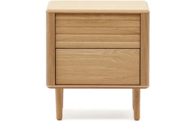Sengebord Kave Home Lenon Natur Egetræ 2 Skuffer Push-open Nordisk Design H55 X B50 X D38 Cm