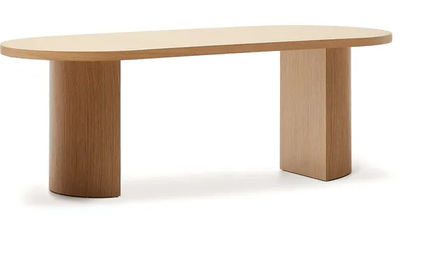 Spisebord Kave Home Nealy 200x100 Cm Natur Oval Mdf Egetræsfinér Til 6 Personer Moderne Nordisk
