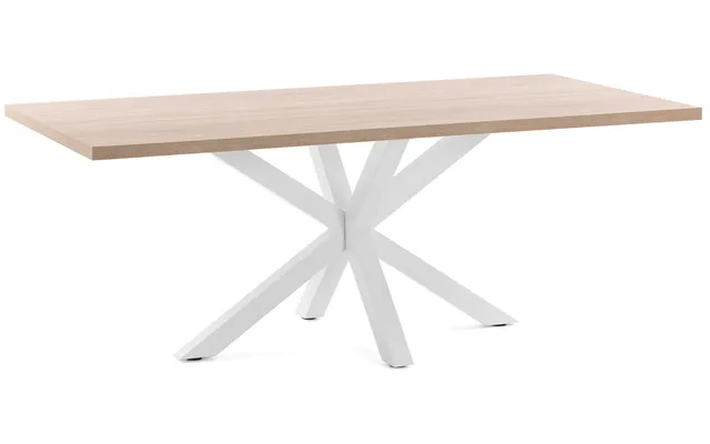 Spisebord Kave Home New Argo Natur Hvid 160 X 100 Cm Finértræ Stel I Stål