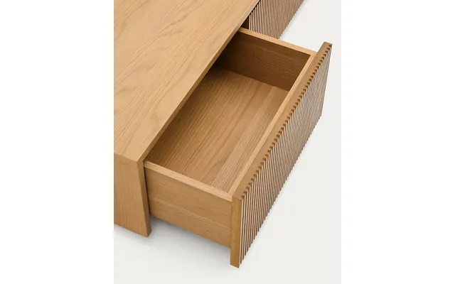 Tv-bord Tv-møbel Kave Home Helvine 200 X 40 X 30 Cm Natur Egetræsfinér
