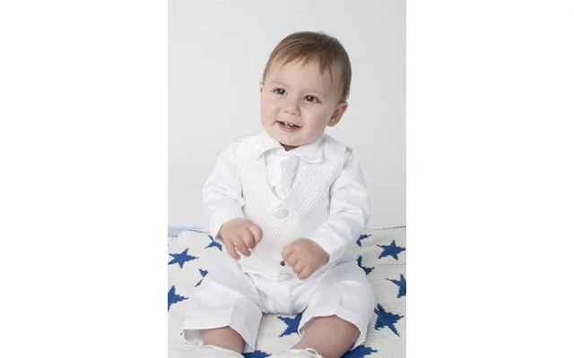 Baby Jakkesæt Lille Tristan, Hvid Eller Ivory - Dåbs Jakkesæt Eller Lille Brudesvend