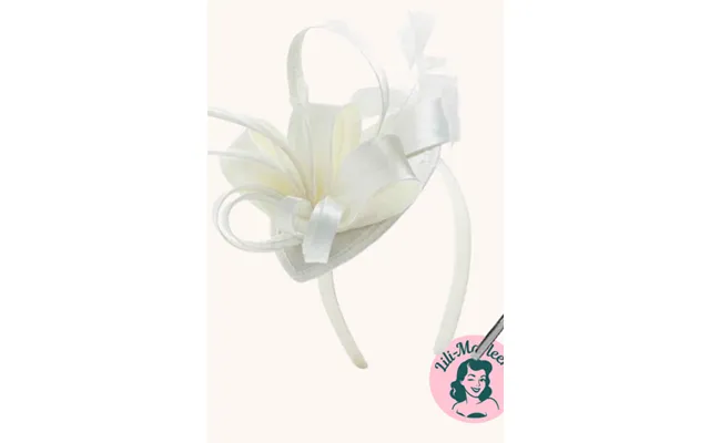 Betager Cremehvid Fascinator På Hårbøjle Med Satin Og Fjer