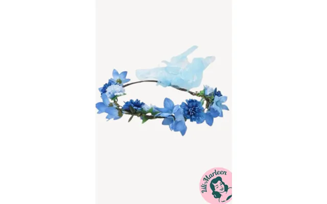 Blomsterkrans Med Blå Blomster Og Chiffonbånd