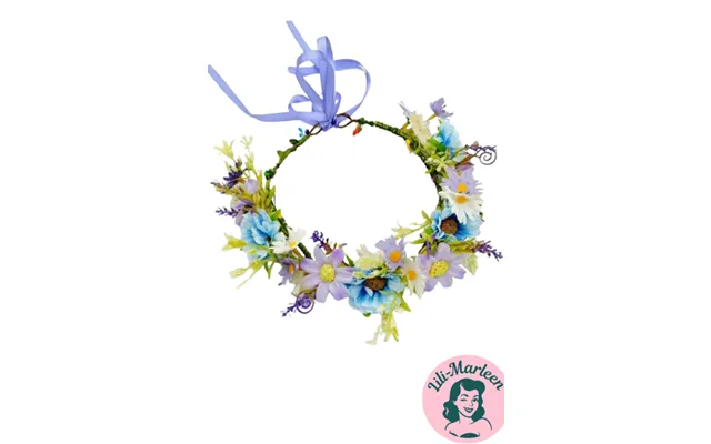 Blomsterkrans Sommereng I Blå - Lilla & Hvid