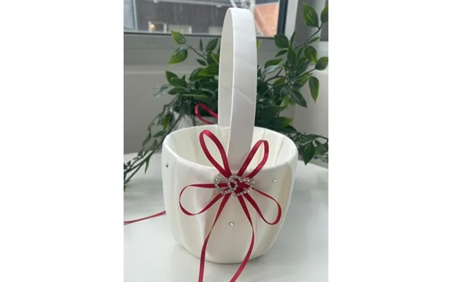 Blomsterpige Kurv I Ivory Satin - Rød Sød Blomsterpige Kurv
