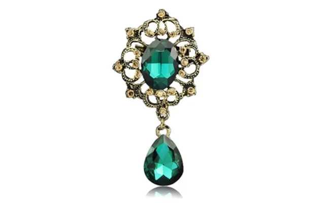 Broche - Diamant Dråbe, Grøn