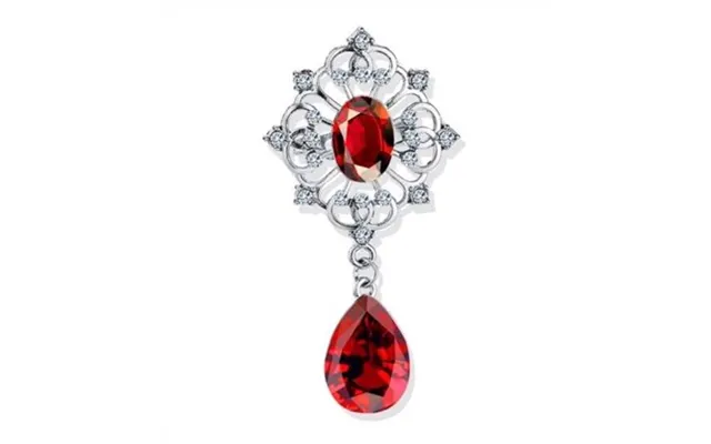Broche - Diamant Dråbe, Rød