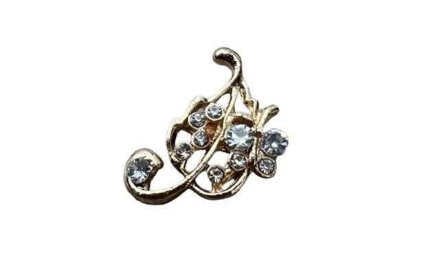 Broche - Guld Blad Med Sten 4