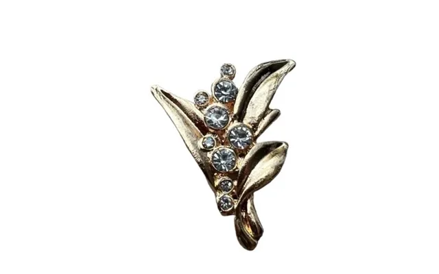Broche - Guld Gren Med Sten