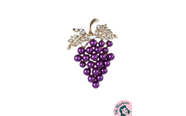 Broche - Vindrueklase Med Perler, Lilla Guld Top