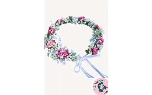 Deluxe Blomsterkrans Med Væld Af Små Blommefarvet - Hvide & Creme Blomster Perler