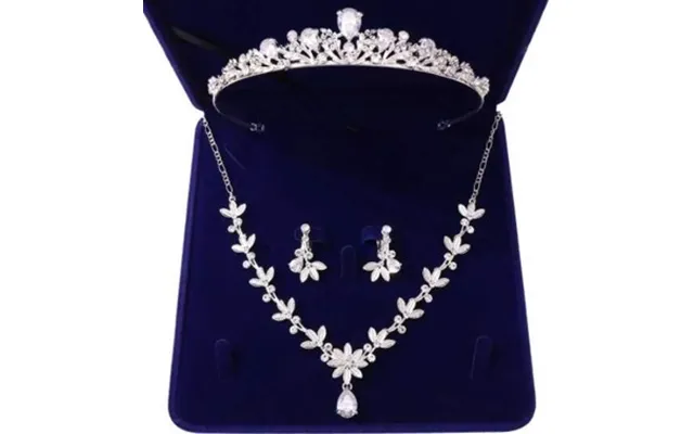 Diadem Tiara Med Smykkesæt - Blomsterdrøm, Sølv