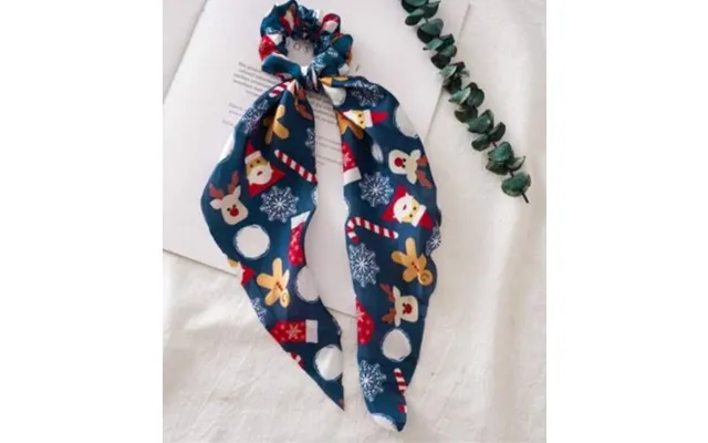 Elastik Med Satinbånd Scrunchie Navy Med Nisse - Kagemand