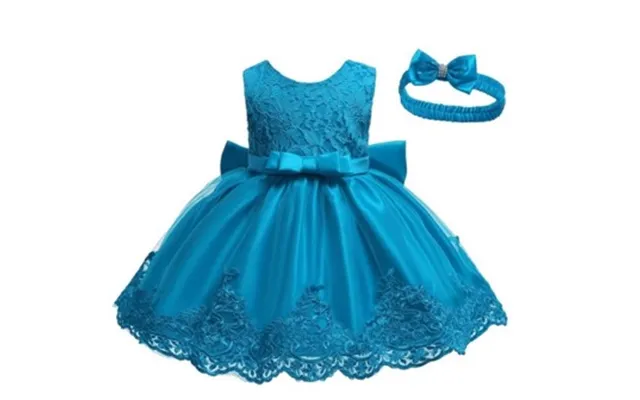 Festkjole Til Baby Little Emilie - Teal